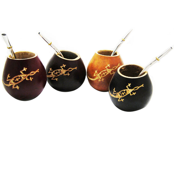 LIZARD MATE GOURD YERBA TEA CUP WITH STRAW BOMBILLA HANDMADE DETOX DRINK 1734