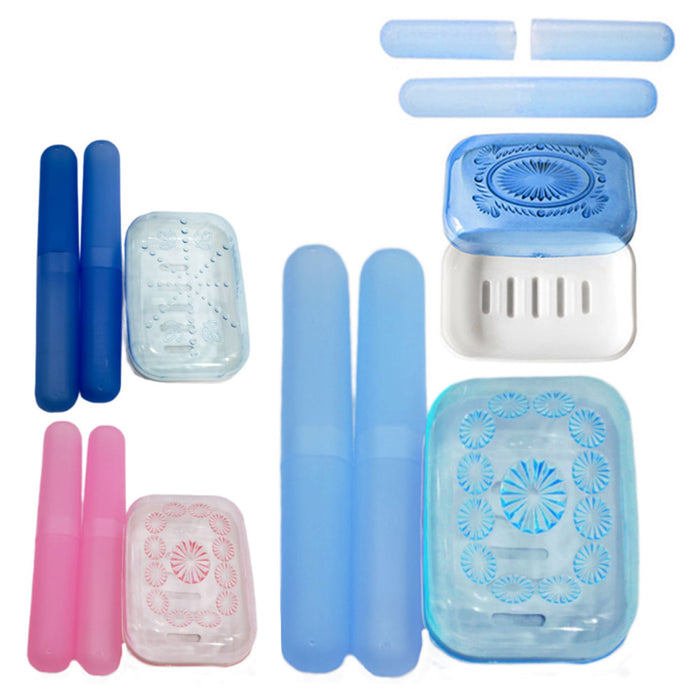 3pc Travel Set Soap Dish Toothbrush Holder Container Bathroom Organizer Portable