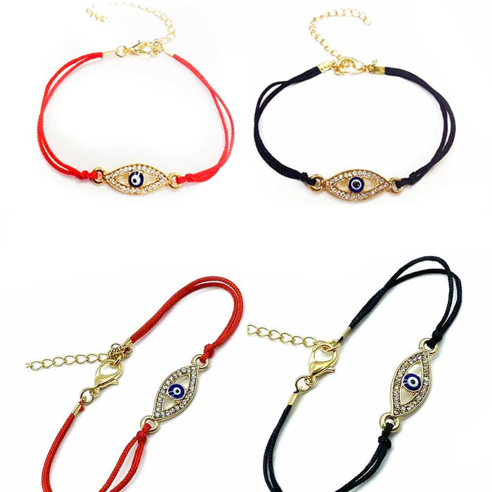 1 Evil Eye String Kabbalah Bracelet Nazar Bead Zirconia CZ Good Luck Protection