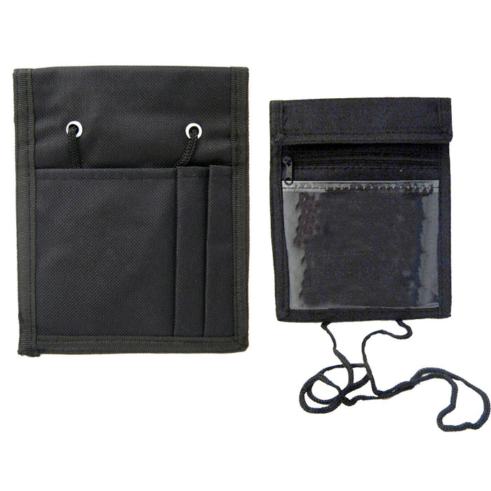 2 Pouch Travel Passport Holder Transparent Window Cover Neck Strap Card Wallet