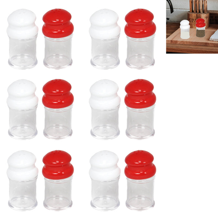 12 Salt & Pepper Shakers Set Modern Spices Jar BPA Free Plastic Kitchen Camp Lot
