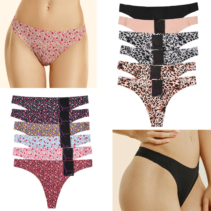 6 Womens Bikini Underwear Breathable Thong Cotton Panties Stretchy Briefs Small