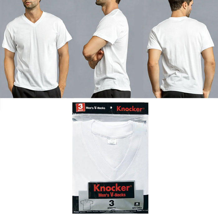 6 Mens White V-Neck T-Shirt 100% Cotton Undershirt Comfort Soft Tee Tagless 2XL