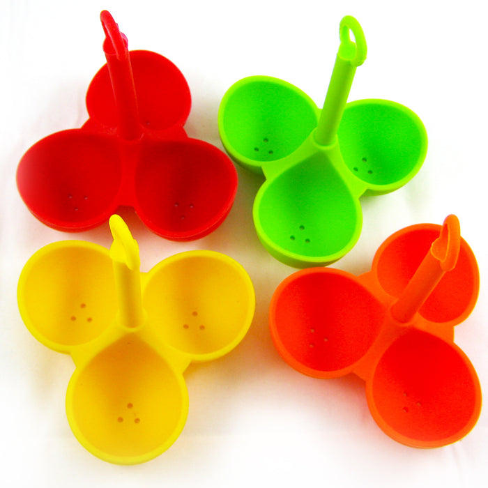 Silicone 3 Egg Boiler Poacher Holder Dipper Egg Cooker Kitchen Tool Cookware New