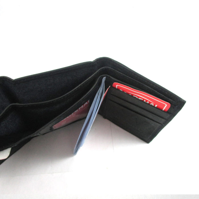 RFID Blocking Trifold Genuine Leather Wallet Pocket Credit Card ID Window Black
