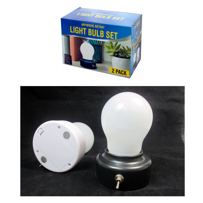 4 LED Light Bulb Set Portable Lamp Closet Battery Operated Cabinet Home Kitchen