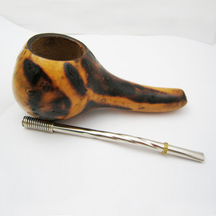 ARGENTINA MATE GOURD YERBA TEA CUP WITH STRAW BOMBILLA HANDMADE DETOX DRINK 1574