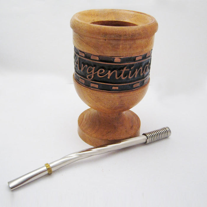 ARGENTINA MATE GOURD YERBA TEA CUP WITH STRAW BOMBILLA HANDMADE DETOX DRINK 1529