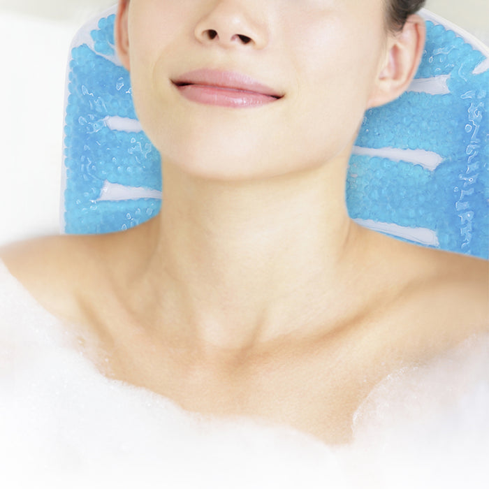 Bath Tub Spa Pillow Cooling Gel Beads W/ Suction Cups Comfort Neck Relax Cushion