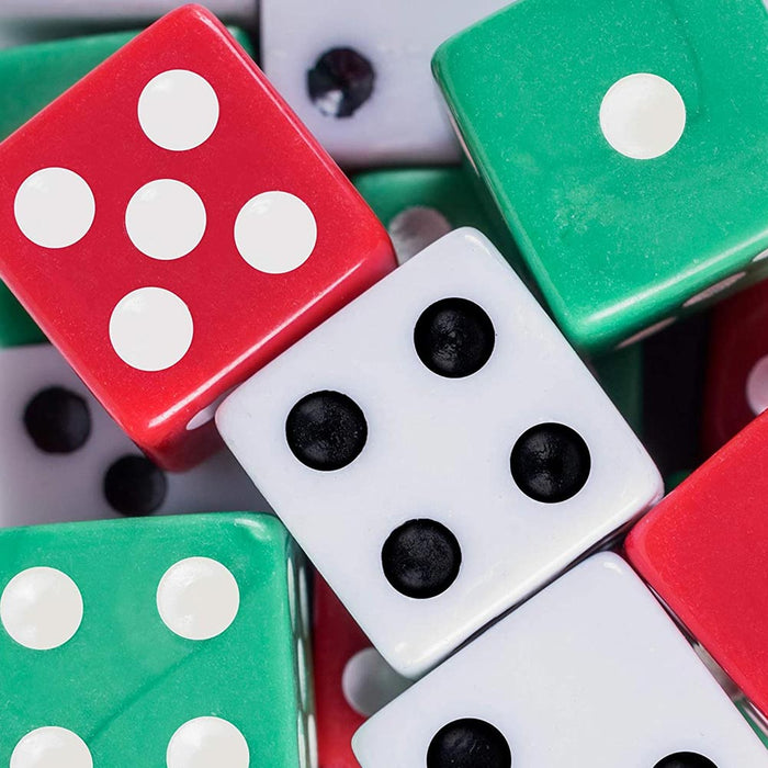 54 Colored Dice 6 sided Pips Table Board Games Green Red White Math Teaching Toy