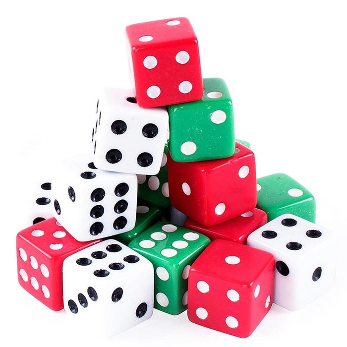 54 Colored Dice 6 sided Pips Table Board Games Green Red White Math Teaching Toy