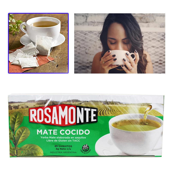 Mate Cocido Tea Rosamonte Yerba 50 Tea Bags Argentina Detox Herbal Diet Drink