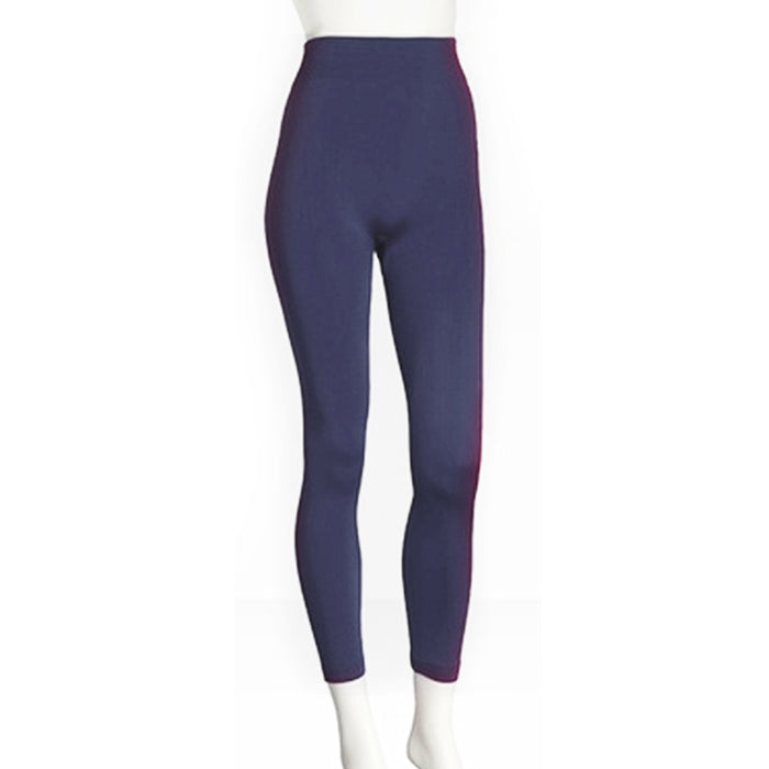 Seamles Leggings Capri Fleece Lined Thick Tight Warm Winter Footless Pants Blue