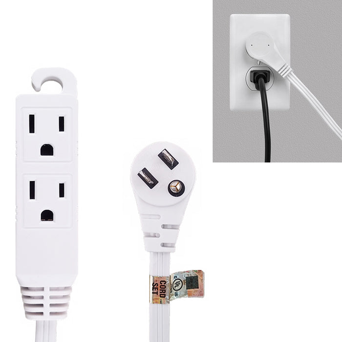 2 12Ft Power Extension Cord 3 Outlet UL 16 Gauge Electric Flat Cable Plug Indoor