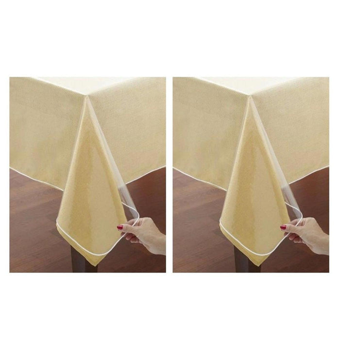 2PC Clear Plastic Vinyl Tablecloth Protector Durable Oblong 60" X 90"