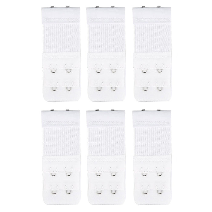 6 Adjustable Bra Extender Buckle Underwear Extension Strap 2 Hooks Elastic White
