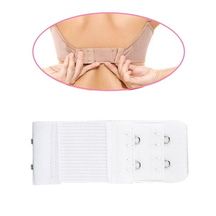 6 Adjustable Bra Extender Buckle Underwear Extension Strap 2 Hooks Elastic White