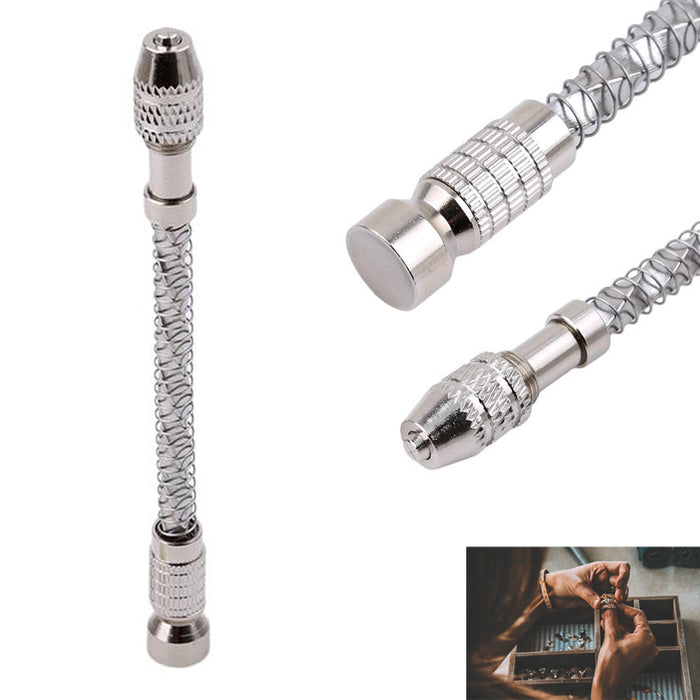 1 Micro Twist Drill Bit Hand Spiral Pin Vise Sliding Drilling Metal Jewelry Tool