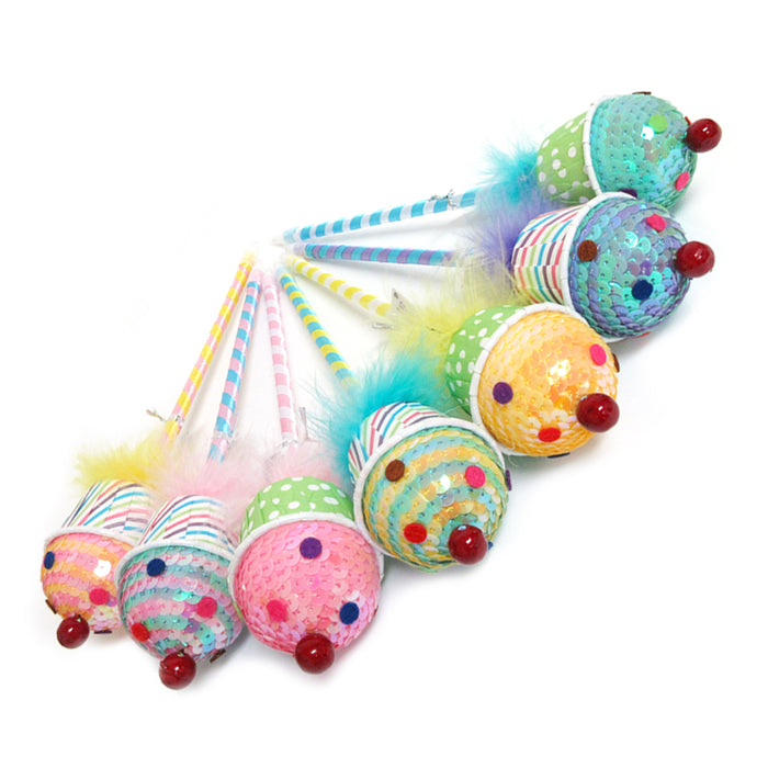 3PC Sequin Cupcake Ballpoint Pens Cute Ball Pencil Gift Kids School Stationery