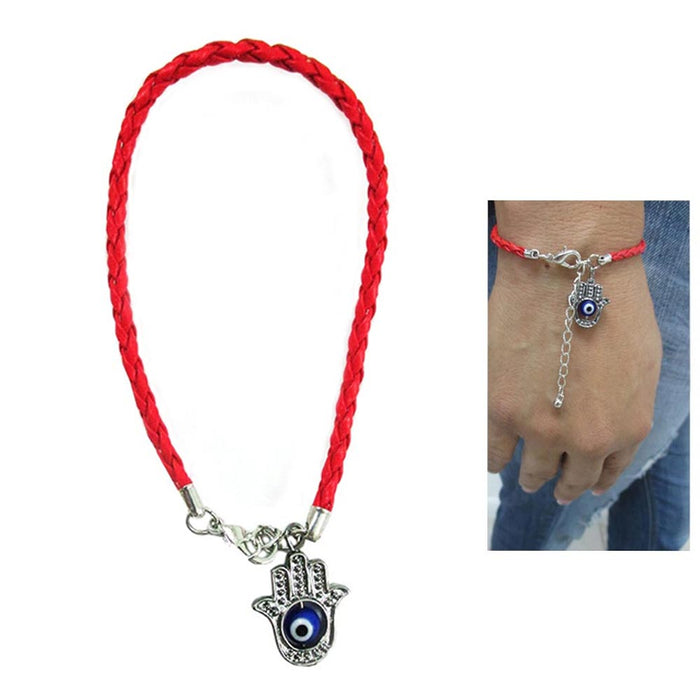 10PC Lucky Hamsa Hand Fatima Bracelets Rotating Evil Eye Red Protection Bangle