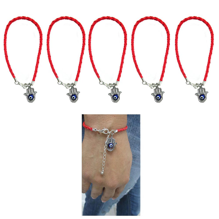 5PC Evil Eye Fatima Hamsa Hand Bracelet Protection Red String Kabbalah Women Men