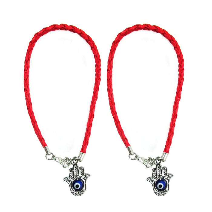 2PC Lucky Hamsa Kabbalah Red String Bracelets Evil Eye Bangle Protection Amulet
