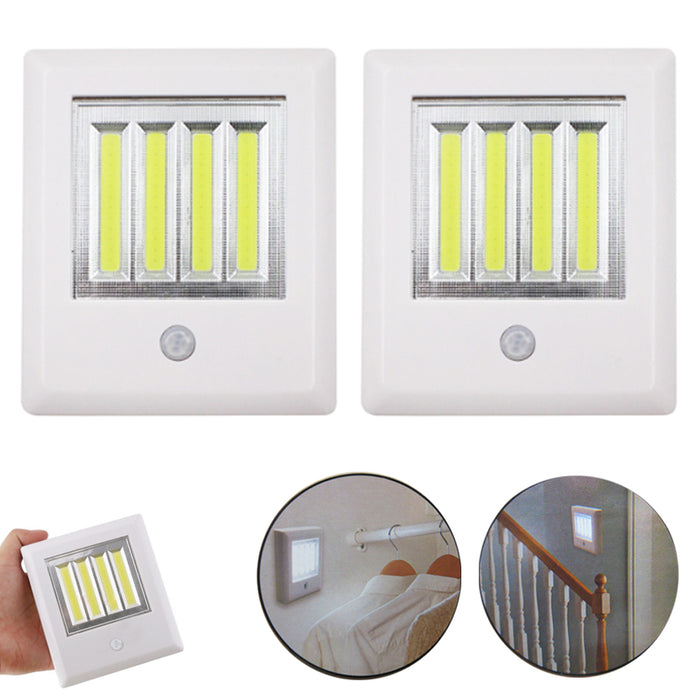 2 Pack Wireless COB LED Night Light Motion Sensor Cordless Battery Operated Lamp