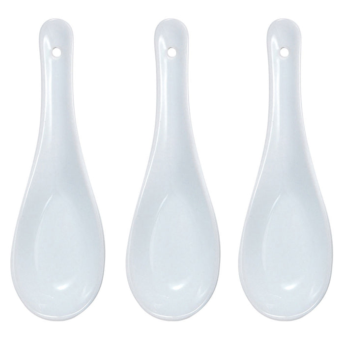 3X Asian Porcelain Soup Spoon Chinese Ladle Pho White Rice Food Dishwashing Gift