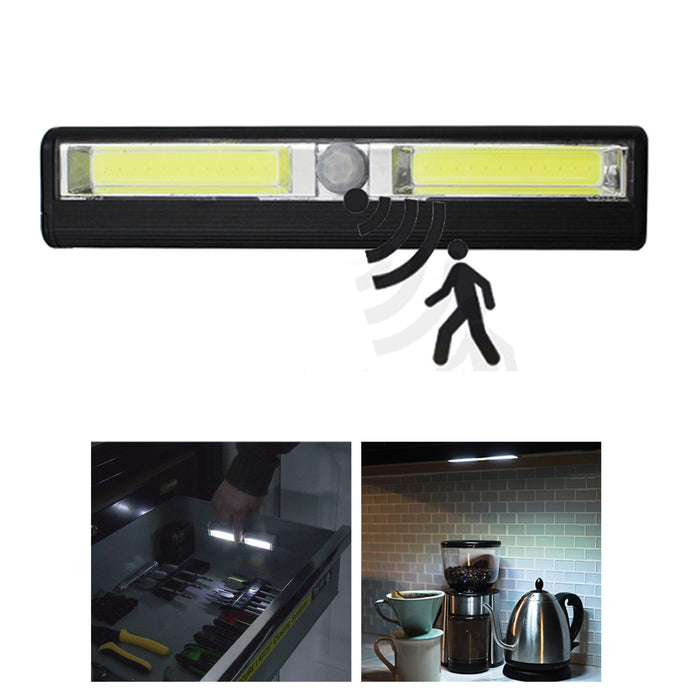 2 Pk Magnetic COB LED Night Light Motion Sensor Wireless Cabinet Closet Lamp Bar