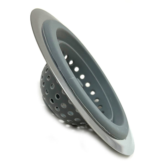 1 Pc Silicone Sink Strainer Basket Stainless Steel Rim Kitchen Drain Stopper