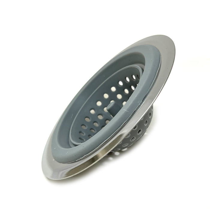 1 Pc Silicone Sink Strainer Basket Stainless Steel Rim Kitchen Drain Stopper