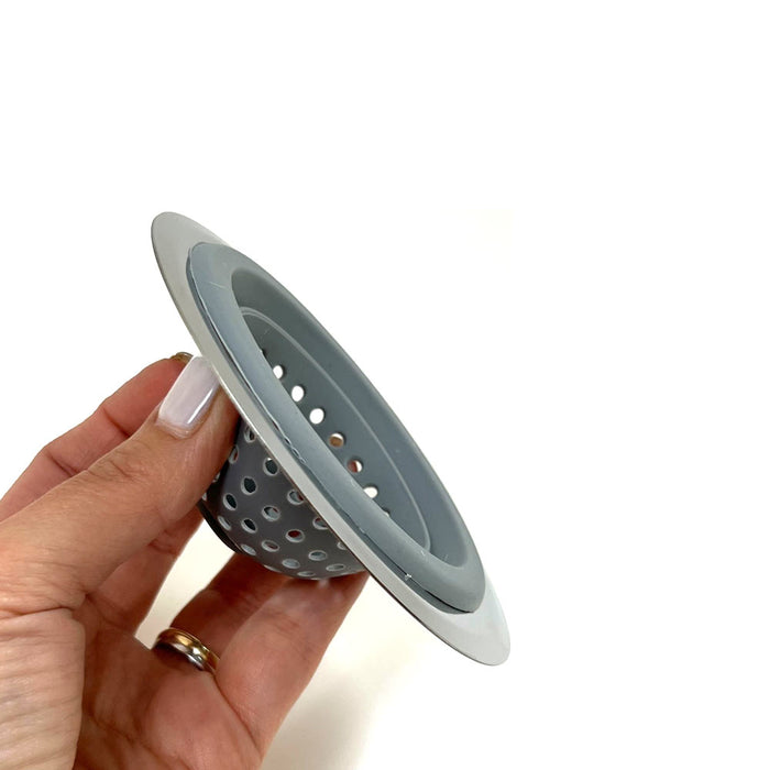1 Pc Silicone Sink Strainer Basket Stainless Steel Rim Kitchen Drain Stopper