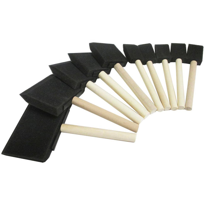 20 Pc Foam Sponge Tipped Brushes Wood Handle 1" 2" 3" 4" Paint Stains Enamel Art