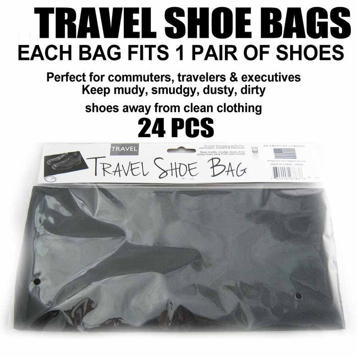 24 Lot Travel Shoe Bags Luggage Black Bag Golf Suitcase Storage Case Pack Save !