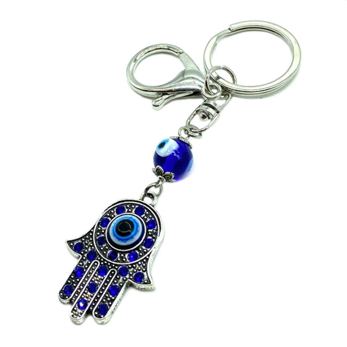 Evil Eye Hamsa Hand Fatima Keychain Good Luck Amulet Protection Charm Key Holder