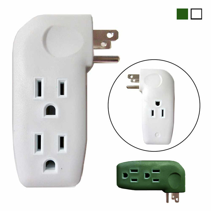 2 Pc AC Adapter 3 Outlet Prong Electrical Power Grounded Wall Socket Tap Indoor
