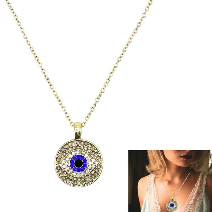 Crystal Evil Eye Gold Plated Necklace Cute Protection Choker Adjustable Jewelry