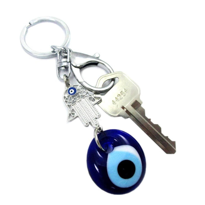 2PC Evil Eye Hamsa Hand Fatima Keychains Protection Blue Charm Lucky Kabbalah