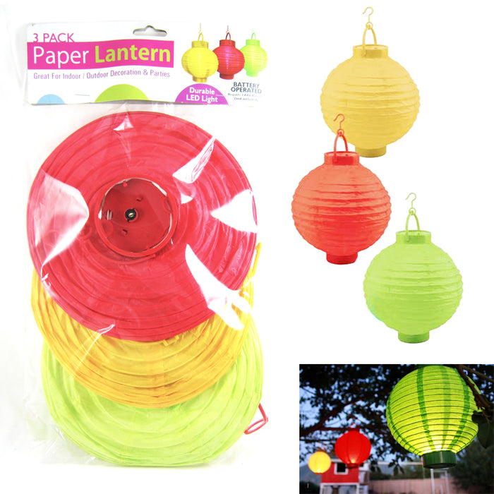 6 Multicolor Round Chinese Paper Led Lanterns Lights Wedding Party Decoration !!