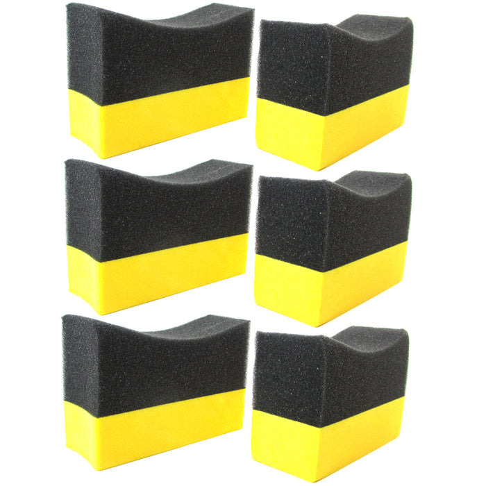 6 Tire Dressing Applicator Pads Car Contour Sponge Gloss Shine Protectant Wheel