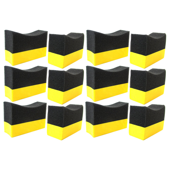 12 Contour Tire Dressing Applicator Pads Gloss Shine Color Sponge Wax Polishing