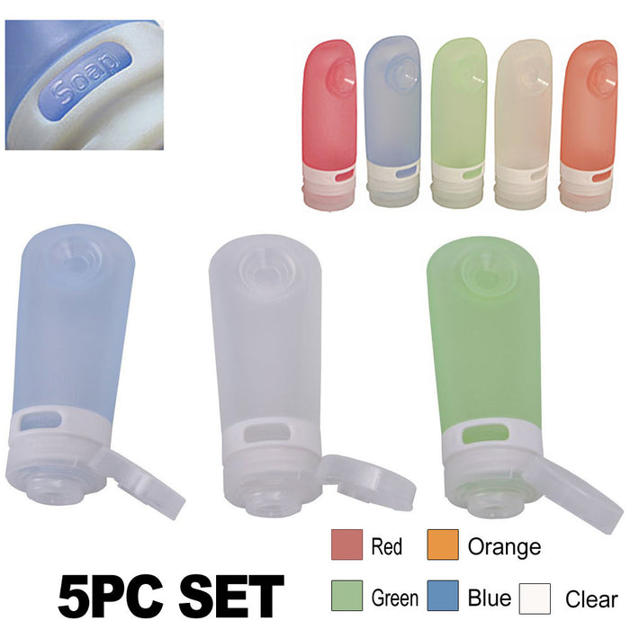 5 Pack Squeeze Bottles GoToob Humangear 2 oz Silicone Travel Tube Holder Cream !