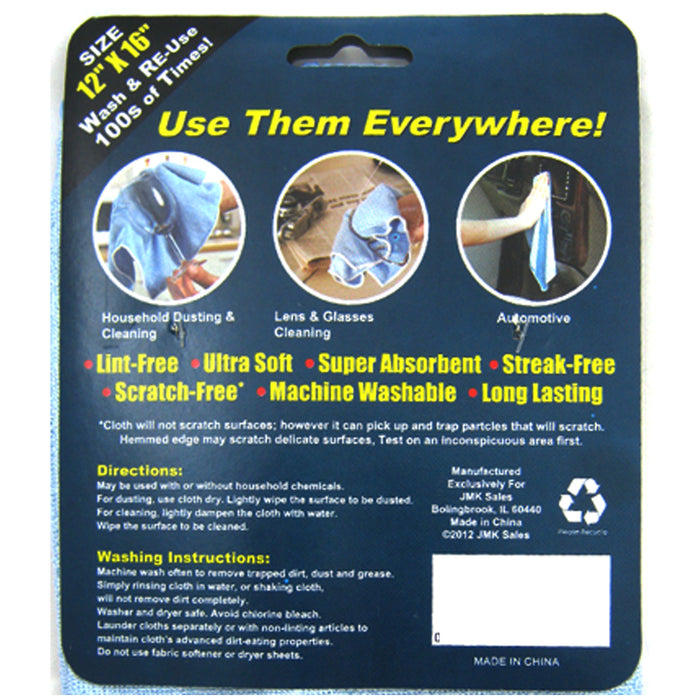 Pack of 4 Microfiber Cleaning Cloth Rag Car Polishing Detailing Towels 12"x16"