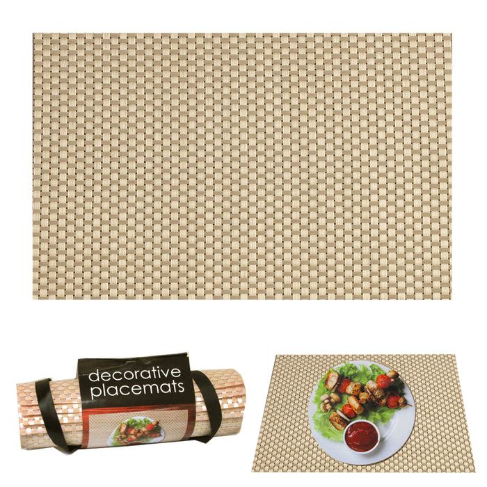 4PC Decorative Woven Bamboo Look Placemats Dining Room Table Place Mat 12" x 18"