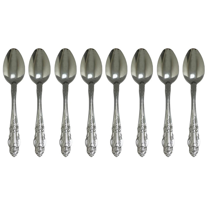 8 Pc Teaspoons Flatware Set Silverware Cutlery Stainless Steel Coffee Tea Spoon