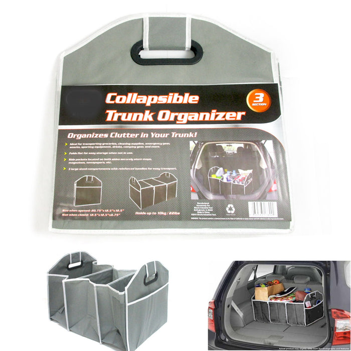 Car Trunk Organizer Portable Foldable Car Auto Storage Bag 3 Compartments Truck