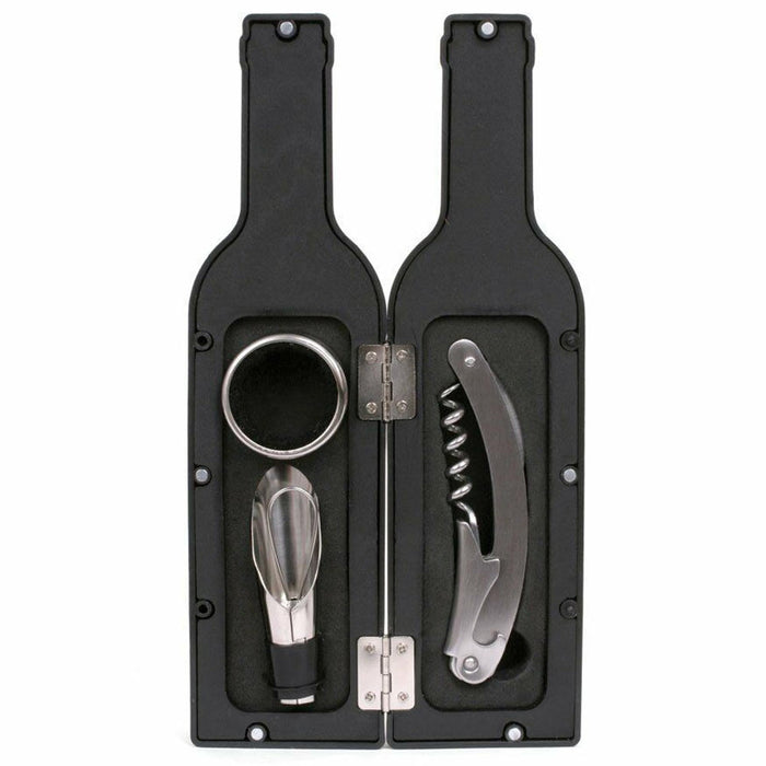 3Pc Wine Bottle Opener Accessory Gift Set Corkscrew Opener Kit Stopper Pourer