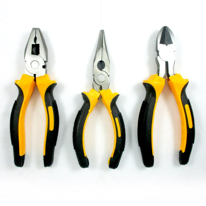 3 Piece Heavy Duty 6" Plier Set Hand Tools Construction Steel Wire Cutter New !