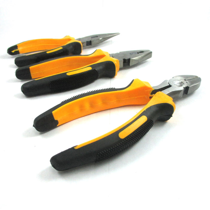 3 Piece Heavy Duty 6" Plier Set Hand Tools Construction Steel Wire Cutter New !