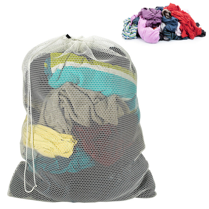 12X Drawstring Mesh Laundry Bag Storage Wash Clothes Hamper Heavy Duty 12" X 14"